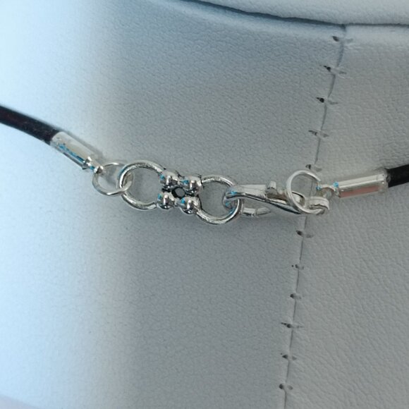 "Bodky" Industrial Indigo "Modrotlač" Necklace - Wood & Chrome Accent. - Picture 6 of 6